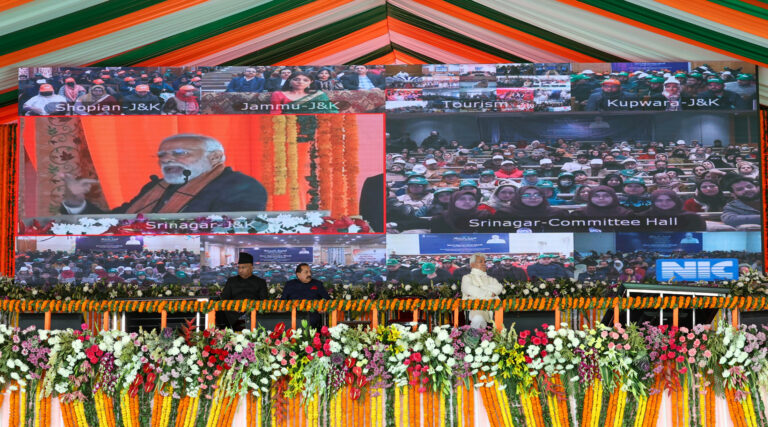 PM addresses Viksit Bharat Viksit Jammu Kashmir programme in Srinagar, Jammu & Kashmir